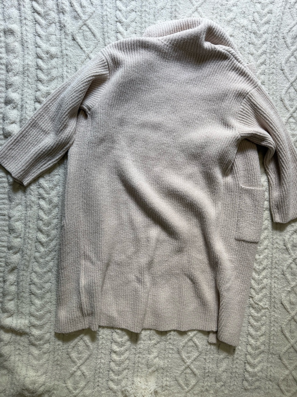 Barefoot Dreams Sand Dune Pink Cotton Ribbed Cardigan Large XL - Picture 12 of 16
